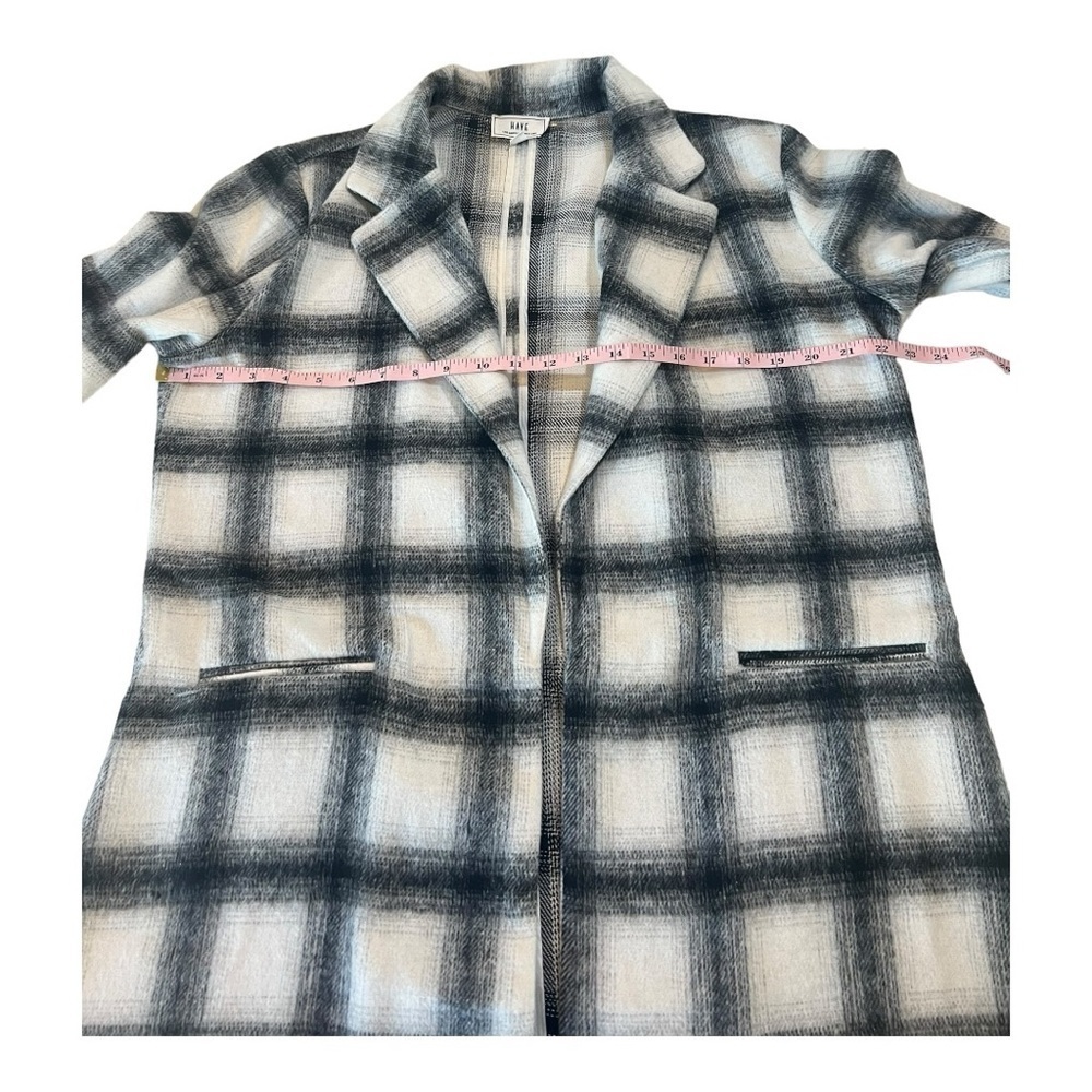 Boutique LA Checkered Black White Long Blazer Jacket Size Large Super Soft ! BTC - Picture 10 of 12